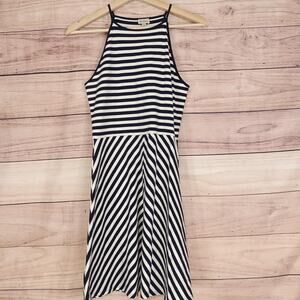 New! Cremieux Dress Womens XS Navy Ivory Striped Noah Knit High Neck A-Line NWT